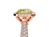 Rose gold Fancy Yellow Asscher Cut Halo Diamond Ring with Pavé Band_5