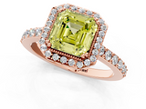 Rose gold Fancy Yellow Asscher  Cut Halo Diamond Ring with Pave Band and Four-Prong Setting_18