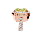 Rose gold Fancy Yellow Asscher  Cut Halo Diamond Ring with Pave Band and Four-Prong Setting_22