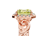 Rose gold Fancy Yellow Asscher  Cut Halo Diamond Ring with Scrollwork Band and Four-Prong Setting_5