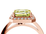 Rose gold Fancy Yellow Asscher Cut Halo Diamond Ring with Solitaire Band and Prong Setting_4