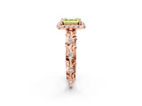 Rose gold Fancy Yellow Asscher Cut Halo Diamond Solitaire with Filigree Band and Four-Prong Setting_2