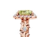 Rose gold Fancy Yellow Asscher Cut Halo Diamond Solitaire with Filigree Band and Four-Prong Setting_5
