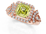 Rose gold Fancy Yellow Asscher Cut Halo Diamond Split Shank Engagement Ring with Four-Prong Setting_1