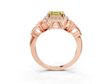 Rose gold Fancy Yellow Asscher Cut Halo Diamond Split Shank Engagement Ring with Four-Prong Setting_3