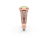 Rose gold Fancy Yellow Asscher Cut Halo Diamond Split Shank Ring with Prong Setting_2