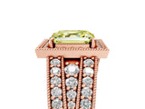 Rose gold Fancy Yellow Asscher Cut Halo Diamond Split Shank Ring with Prong Setting_5