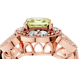Rose gold Fancy Yellow Asscher Cut Halo Milgrain Diamond Engagement Ring with Leaf Band and Four-Prong Setting_4