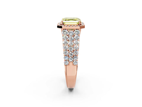 Rose gold Fancy Yellow Asscher Cut Halo Pavé Diamond Engagement Ring with Split Shank and Four-Prong Setting_5