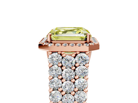 Rose gold Fancy Yellow Asscher Cut Halo Pavé Diamond Engagement Ring with Split Shank and Four-Prong Setting_8