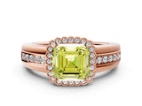 Rose gold Fancy Yellow Asscher  Cut Halo Pave Band Four-Prong Ring_41