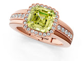 Rose gold Fancy Yellow Asscher  Cut Halo Pave Band Four-Prong Ring_42