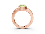 Rose gold Fancy Yellow Asscher  Cut Halo Pave Band Four-Prong Ring_44