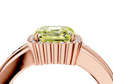 Rose gold Fancy Yellow Asscher  Cut Halo Pave Band Four-Prong Ring_45