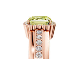 Rose gold Fancy Yellow Asscher  Cut Halo Pave Band Four-Prong Ring_46