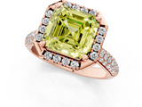 Rose gold Fancy Yellow Asscher  Cut Halo Pave Band Four-Prong Setting Ring_1