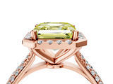 Rose gold Fancy Yellow Asscher  Cut Halo Pave Band Four-Prong Setting Ring_4