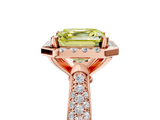Rose gold Fancy Yellow Asscher  Cut Halo Pave Band Four-Prong Setting Ring_5