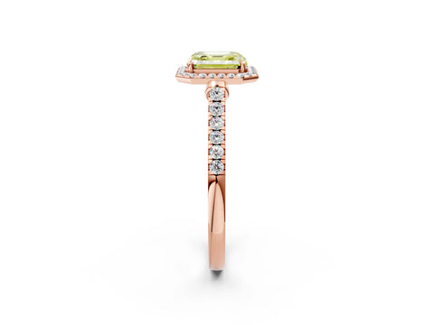 Rose gold Fancy Yellow Asscher Cut Halo Pave Diamond Engagement Ring with Four-Prong Setting_2