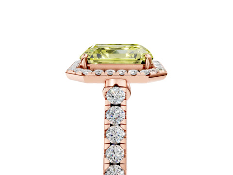 Rose gold Fancy Yellow Asscher Cut Halo Pave Diamond Engagement Ring with Four-Prong Setting_5