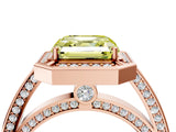 Rose gold Fancy Yellow Asscher  Cut Halo Pave Split Shank Prong Setting Ring_54