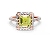 Rose gold Fancy Yellow Asscher Cut Halo Round Diamond Pavé Band with Four-Prong Setting_3