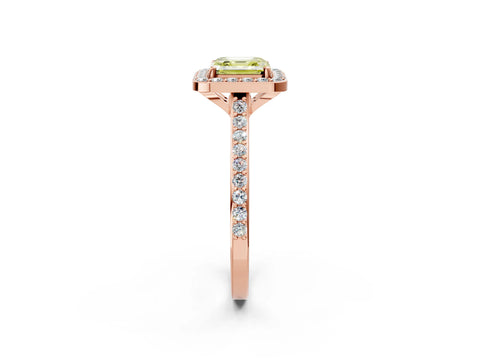 Rose gold Fancy Yellow Asscher Cut Halo Round Diamond Pavé Band with Four-Prong Setting_5