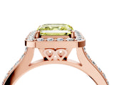 Rose gold Fancy Yellow Asscher Cut Halo Round Diamond Pavé Band with Four-Prong Setting_7