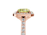 Rose gold Fancy Yellow Asscher Cut Halo Round Diamond Pavé Band with Four-Prong Setting_8