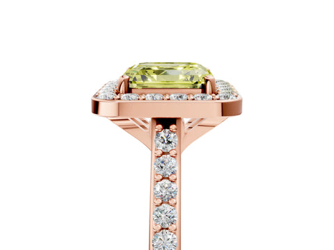 Rose gold Fancy Yellow Asscher Cut Halo Round Diamond Pavé Band with Four-Prong Setting_8