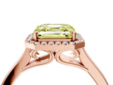 Rose gold Fancy Yellow Asscher Cut Halo Round Diamond Solitaire Ring with Pavé Band and Four-Prong Setting_4