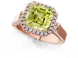 Rose gold Fancy Yellow Asscher Cut Halo Round Diamond Twist Band with Four-Prong Setting_1