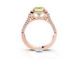 Rose gold Fancy Yellow Asscher Cut Halo Round Diamond Twist Band with Four-Prong Setting_3