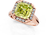 Rose gold Fancy Yellow Asscher  Cut Halo Solitaire Engagement Ring with Square Band and Four-Prong Setting_67