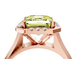 Rose gold Fancy Yellow Asscher  Cut Halo Solitaire Engagement Ring with Square Band and Four-Prong Setting_70