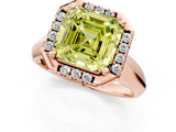 Rose gold Fancy Yellow Asscher  Cut Halo Solitaire Engagement Ring with Square Band and Four-Prong Setting_73