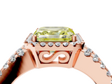 Rose gold Fancy Yellow Asscher  Cut Halo Split Shank Diamond Ring with Four-Prong Setting_4