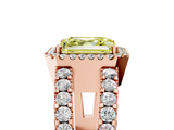 Rose gold Fancy Yellow Asscher  Cut Halo Split Shank Diamond Ring with Four-Prong Setting_5