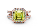 Rose gold Fancy Yellow Asscher  Cut Halo Split Shank Pave Set Ring_17