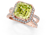 Rose gold Fancy Yellow Asscher  Cut Halo Split Shank Pave Set Ring_18