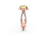 Rose gold Fancy Yellow Asscher  Cut Halo Split Shank Pave Set Ring_19