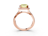 Rose gold Fancy Yellow Asscher  Cut Halo Split Shank Pave Set Ring_20