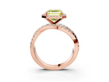 Rose gold Fancy Yellow Asscher  Cut Halo Split Shank Prong Setting Ring_15