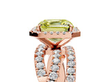 Rose gold Fancy Yellow Asscher  Cut Halo Split Shank Prong Setting Ring_17
