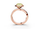 Rose gold Fancy Yellow Asscher  Cut Halo Split Shank Prong Setting Ring_20