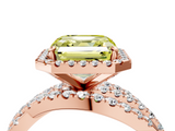 Rose gold Fancy Yellow Asscher  Cut Halo Split Shank Prong Setting Ring_21