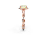 Rose gold Fancy Yellow Asscher Cut Halo Twist Band with Four-Prong Setting_14