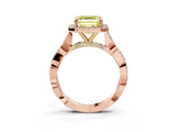 Rose gold Fancy Yellow Asscher Cut Halo Twist Band with Four-Prong Setting_15