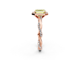 Rose gold Fancy Yellow Asscher  Cut Halo Twisted Band Four-Prong Ring_2