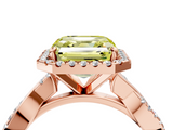 Rose gold Fancy Yellow Asscher  Cut Halo Twisted Band Four-Prong Ring_4